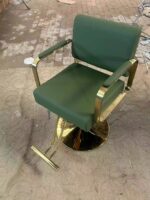 Salon barber chair gold green - Image 2